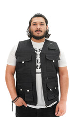 Black Cotton sleeveless Sidhu Jacket