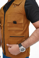 Mustard Cotton sleeveless Sidhu Jacket