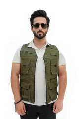 Olive Green Cotton sleeveless Sidhu Jacket