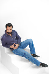 Mid-Wash Loose Fit Cargo Denim