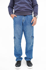 Mid Blue Loose Cargo Denim