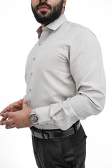 Grey Textured Formal Cotton Shirt