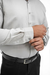 Grey Textured Formal Cotton Shirt