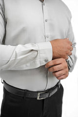 Grey Textured Formal Cotton Shirt