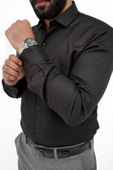 Black Textured Formal Cotton Shirt