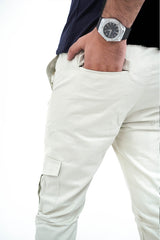 Light Beige Cargo Trouser - Gripped Fit