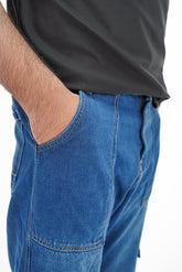 Mid-Wash Cargo Denim Jeans