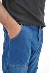Mid-Wash Cargo Denim Jeans