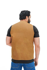 Camel Brown Cotton sleeveless Sidhu Jacket