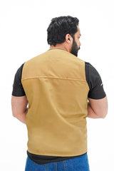 Men's Khaki Cotton sleeveless Sidhu Jacket
