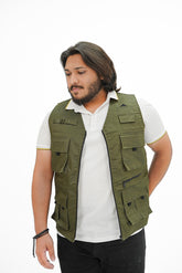 Olive Green Cotton sleeveless Sidhu Jacket
