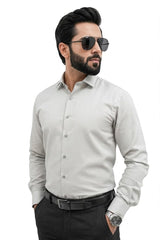Grey Textured Formal Cotton Shirt