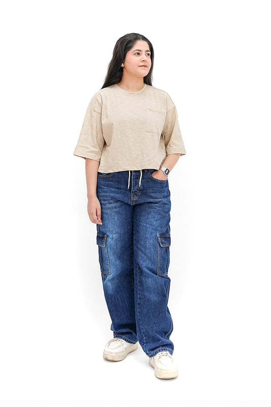 Washed Blue Cargo Denim