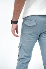 Slate Blue Cargo Trouser - Straight Fit