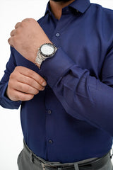 Navy Blue Formal Cotton Shirt