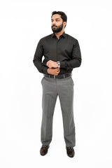 Black Textured Formal Cotton Shirt