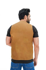 Camel Brown Cotton sleeveless Sidhu Jacket