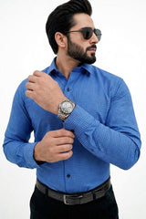 Blue Check Formal Cotton Shirt