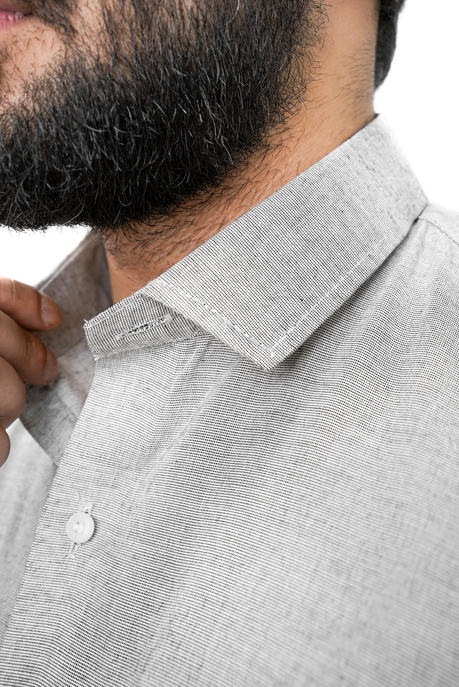 Grey Textured Formal Cotton Shirt