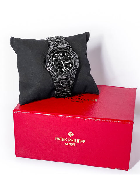 Patek Black Arabic Watch — Full Diamond Body | Ultimate Statement Piece