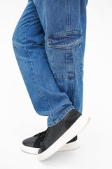 Mid Blue Loose Cargo Denim