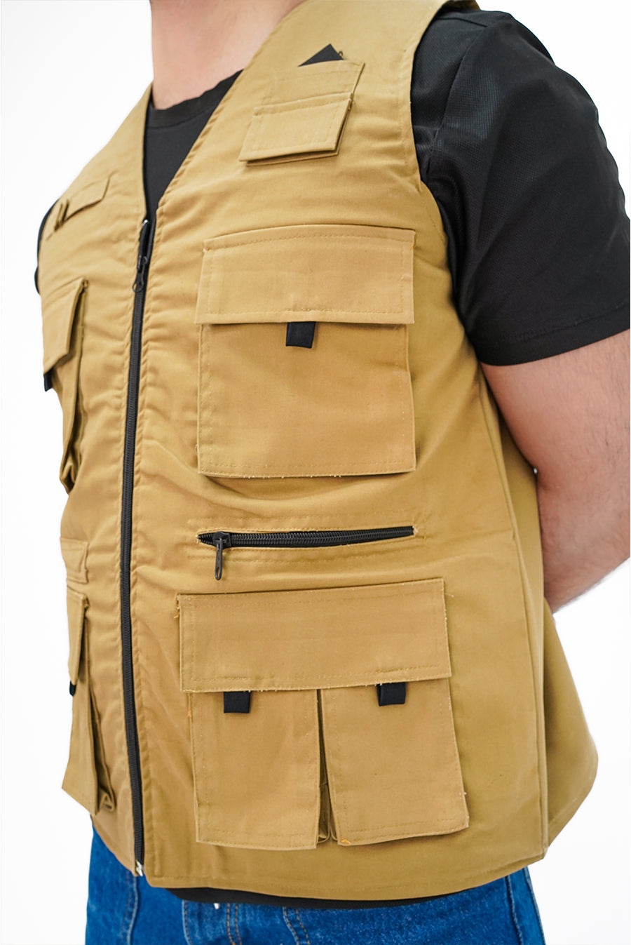 Men's Khaki Cotton sleeveless Sidhu Jacket