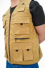 Men's Khaki Cotton sleeveless Sidhu Jacket