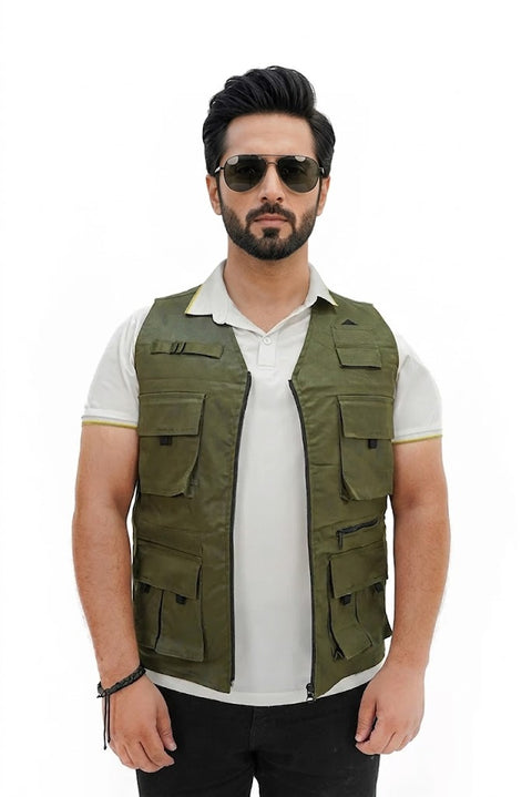 Olive Green Cotton sleeveless Sidhu Jacket