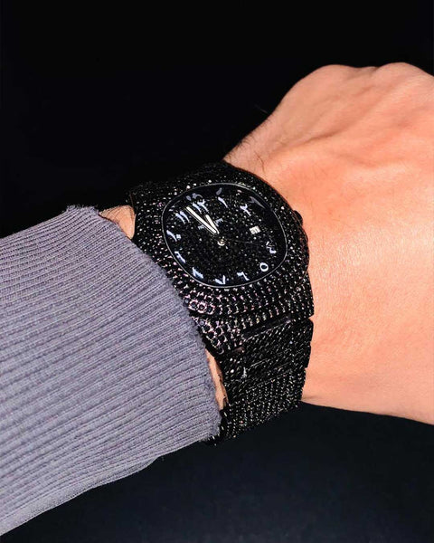 Patek Black Arabic Watch — Full Diamond Body | Ultimate Statement Piece