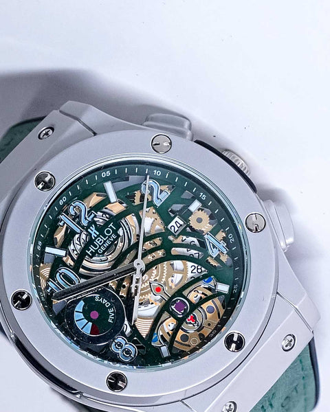 Hubolt Green Mechanical Dial Watch — Standout Style | 1-Year Warranty