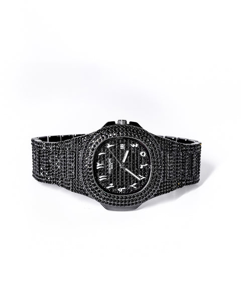 Patek Black Arabic Watch — Full Diamond Body | Ultimate Statement Piece