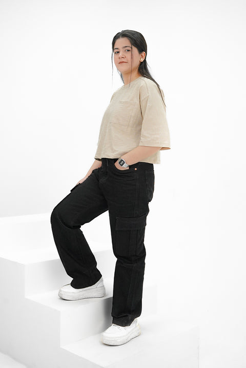 Classic Black Cargo Denim