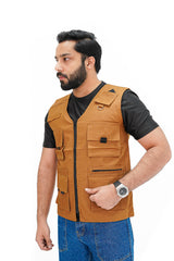 Mustard Cotton sleeveless Sidhu Jacket