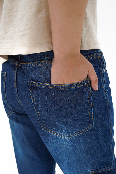 Washed Blue Cargo Denim