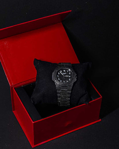 Patek Black Arabic Watch — Full Diamond Body | Ultimate Statement Piece