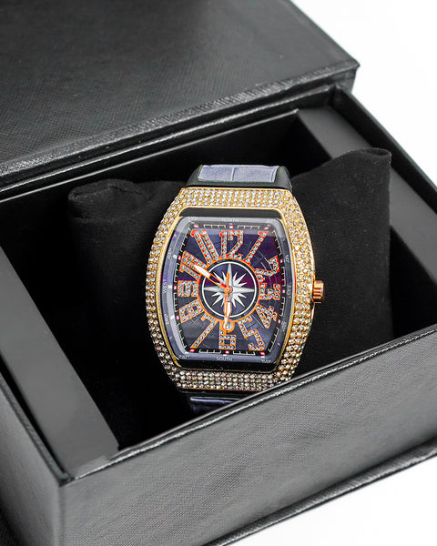 Davinci Blue Dial Watch — Diamond-Set Body | Statement Timepiece