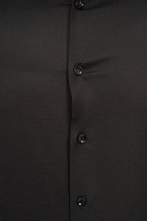 Black Textured Formal Cotton Shirt