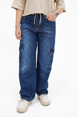 Washed Blue Cargo Denim