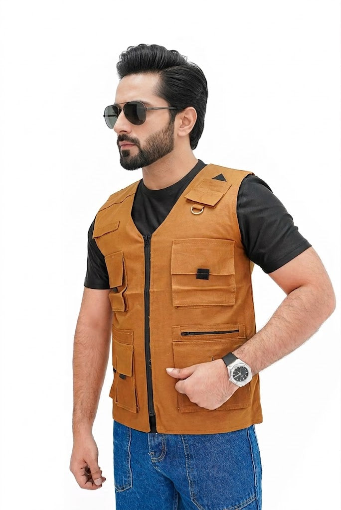 Mustard Cotton sleeveless Sidhu Jacket
