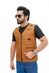 Mustard Cotton sleeveless Sidhu Jacket