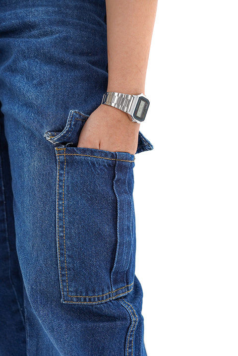 Washed Blue Cargo Denim