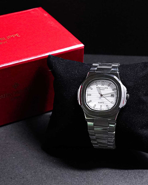 Patek White Dial Watch — Gold Case | Timeless Classic
