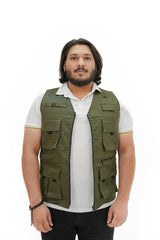 Olive Green Cotton sleeveless Sidhu Jacket