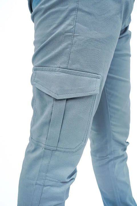 Slate Blue Cargo Trouser — Gripped & Straight Fit | 100% Cotton