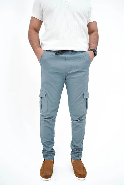 Slate Blue Cargo Trouser — Gripped & Straight Fit | 100% Cotton
