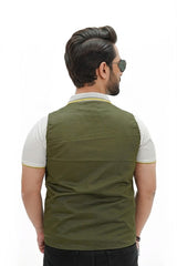 Olive Green Cotton sleeveless Sidhu Jacket