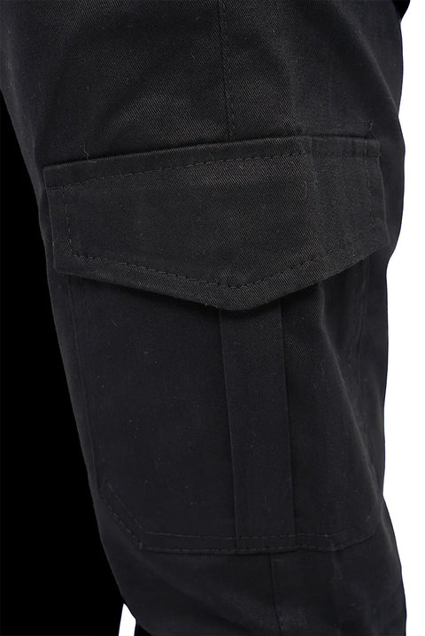 Black Cargo Trouser — Gripped & Straight Fit | 100% Cotton