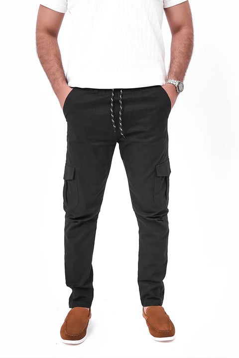 Black Cargo Trouser — Gripped & Straight Fit | 100% Cotton