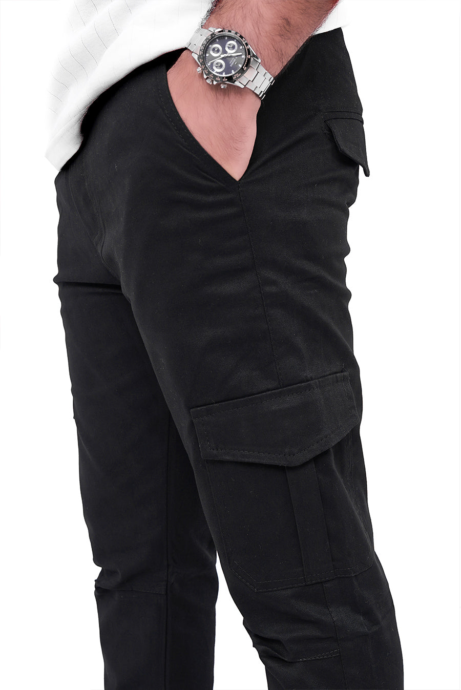 Black Cargo Trouser- Straight fit