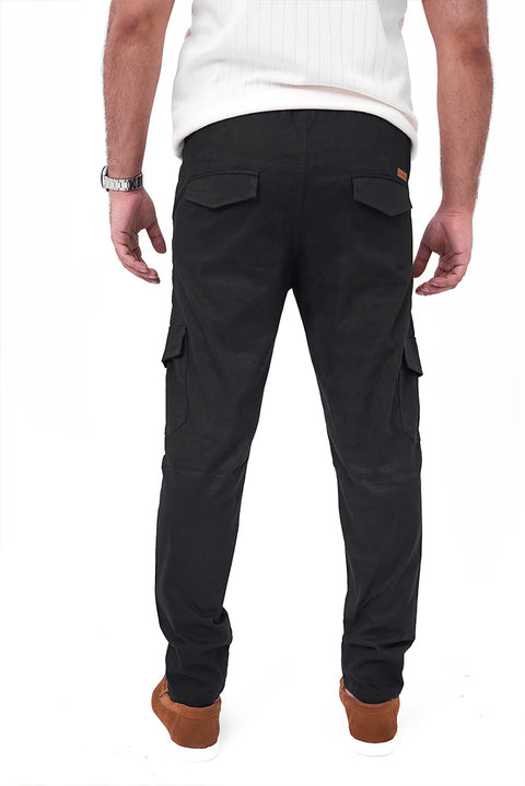 Black Cargo Trouser — Gripped & Straight Fit | 100% Cotton